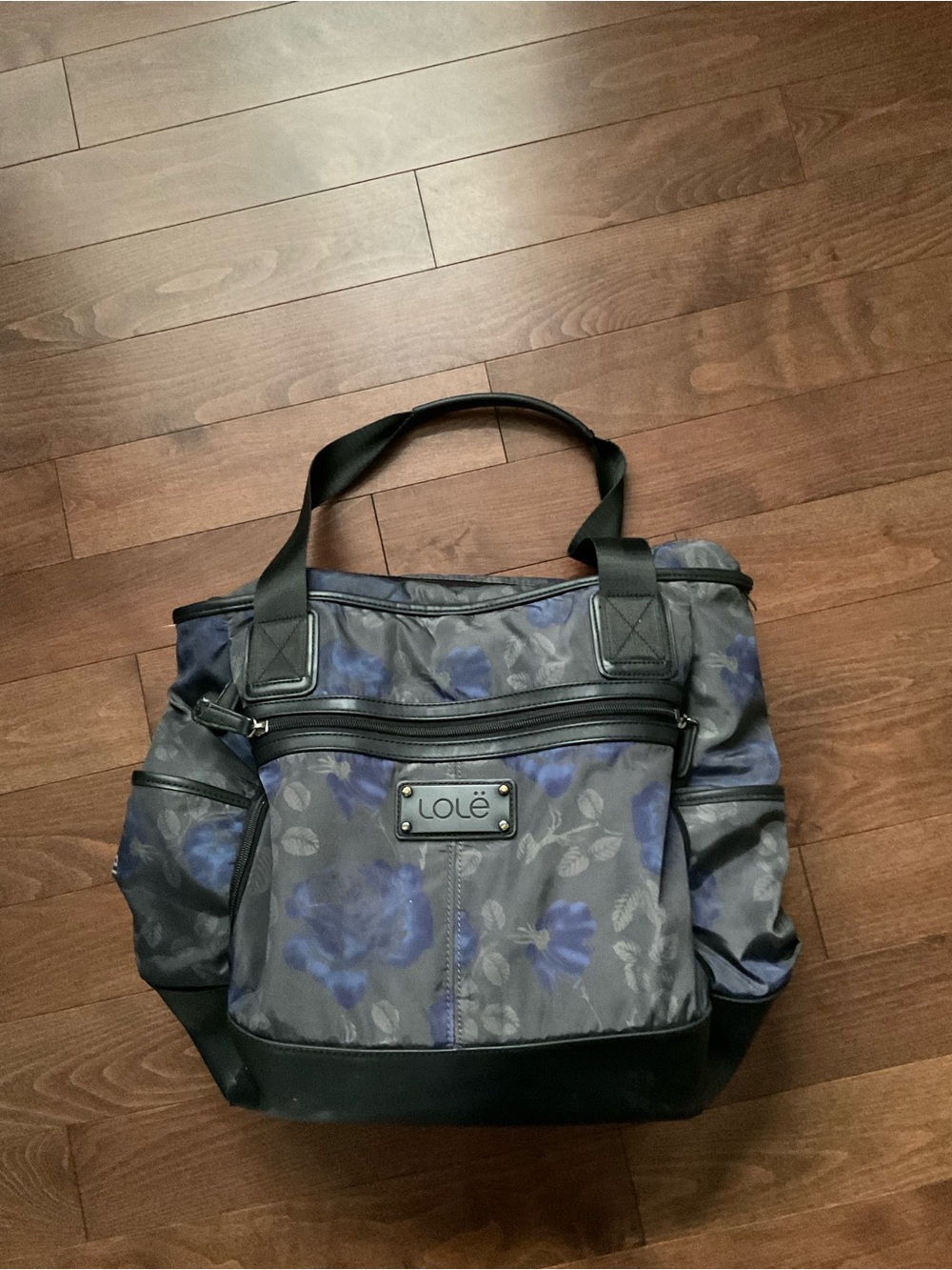Lole Lily Floral Tote Bag in Gray and Blue